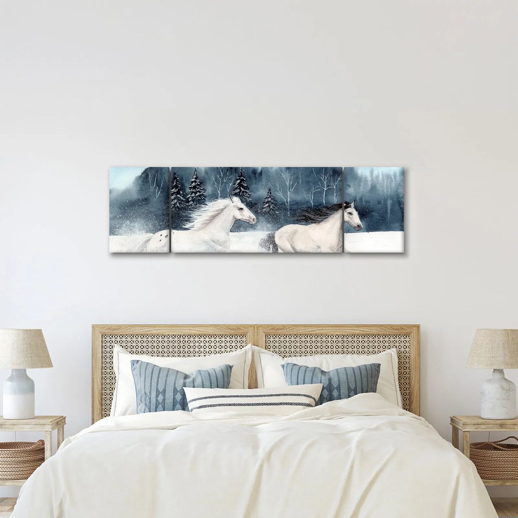 Obraz malowanych koni (170x50 cm)