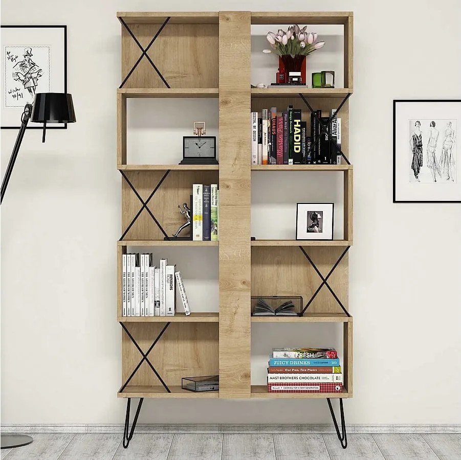 Nowoczesny regał na książki – 90 x 167,3 x 22 cm – Dąb – Płyta wiórowa pokryta melaminą