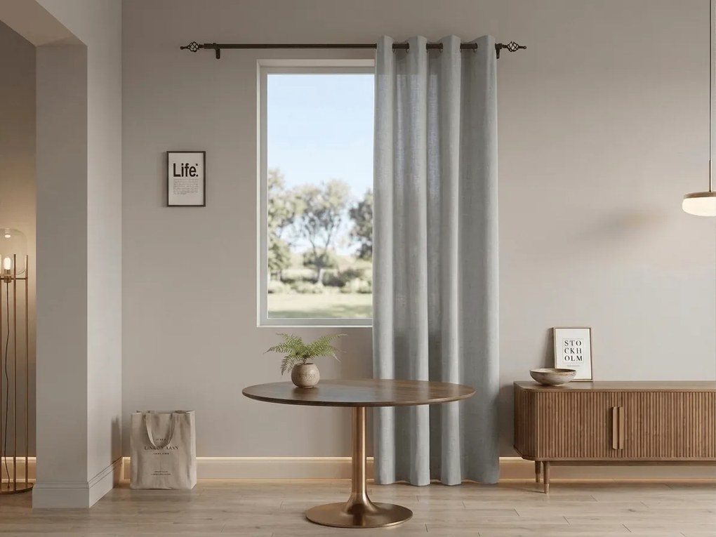 Zasłona TAVIO 140x250 cm, jasnoszara Zawieszanie: Taśma z wiązaniami