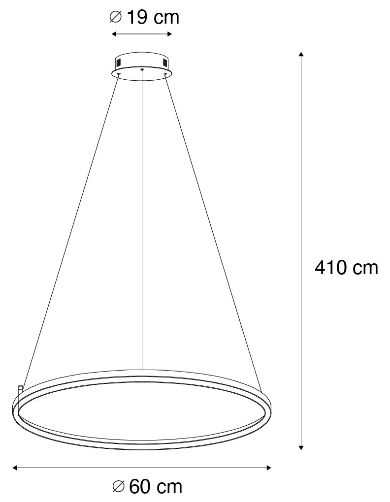 Lampa wisząca czarna 60 cm z 3-stopniowym ściemnianiem LED - GirelloDesignerski Oswietlenie wewnetrzne