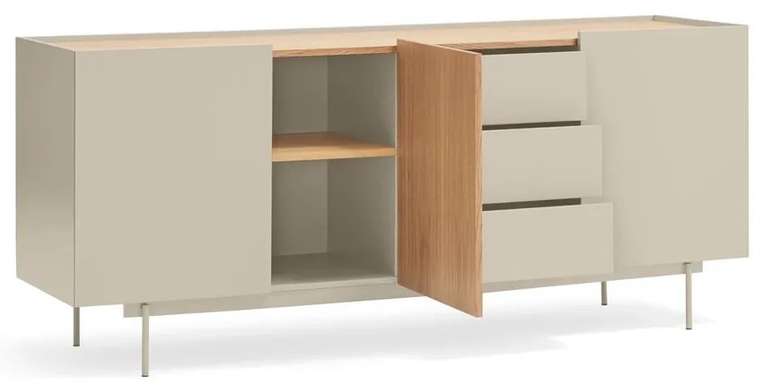 Beżowo-naturalna niska komoda w dekorze dębu 180x78 cm Otto – Teulat