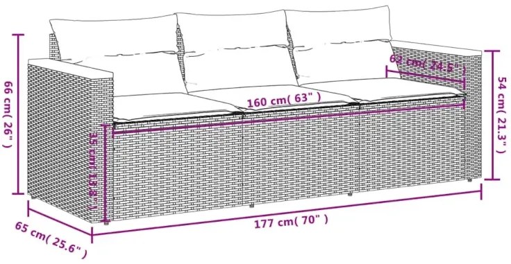 Trzyosobowa sofa ogrodowa - Saragossa 5X