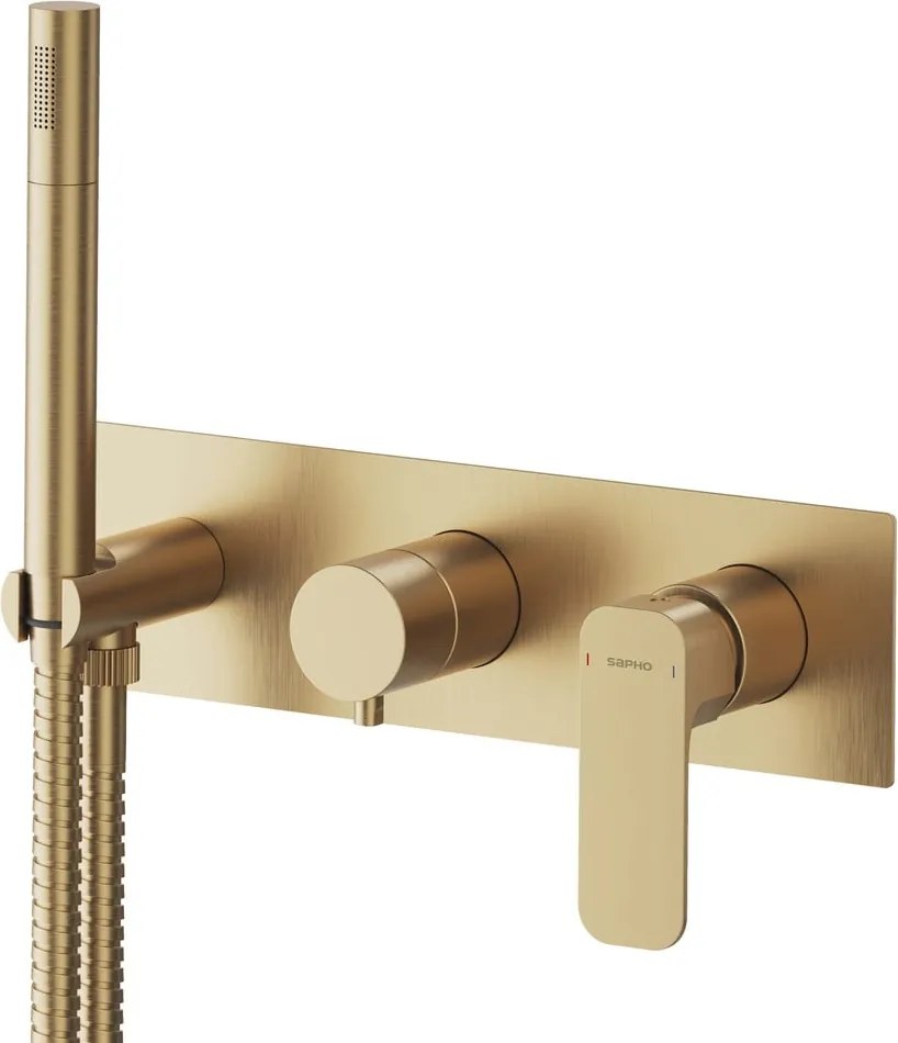 Bateria prysznicowa podtynkowa w kolorze złota (2 otwory) Spy – Sapho