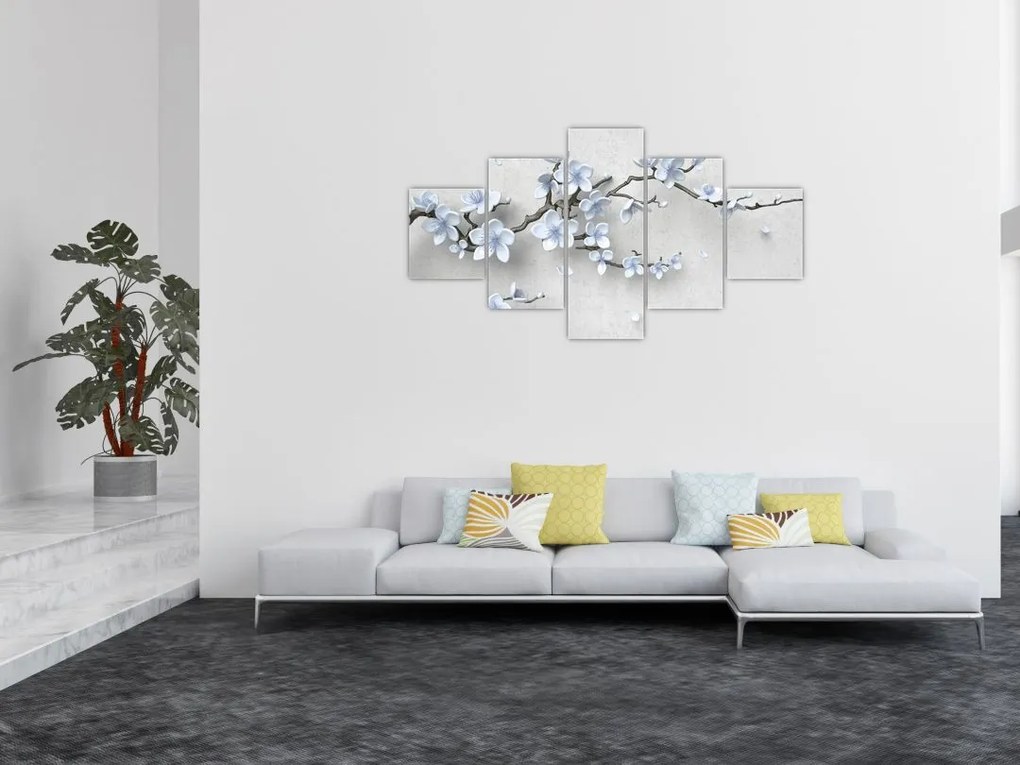 Obraz niebieskich kwiatów (125x70 cm)