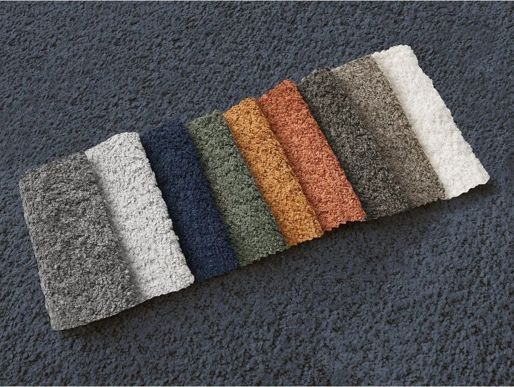 Ciemnoniebieski narożnik z materiału bouclé (lewostronny/z szezlongiem) Azra – Bobochic Paris