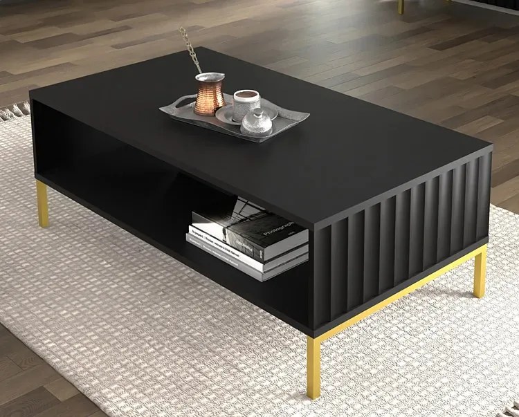 Lamelowy stolik kawowy glamour czarny mat H7-Z71