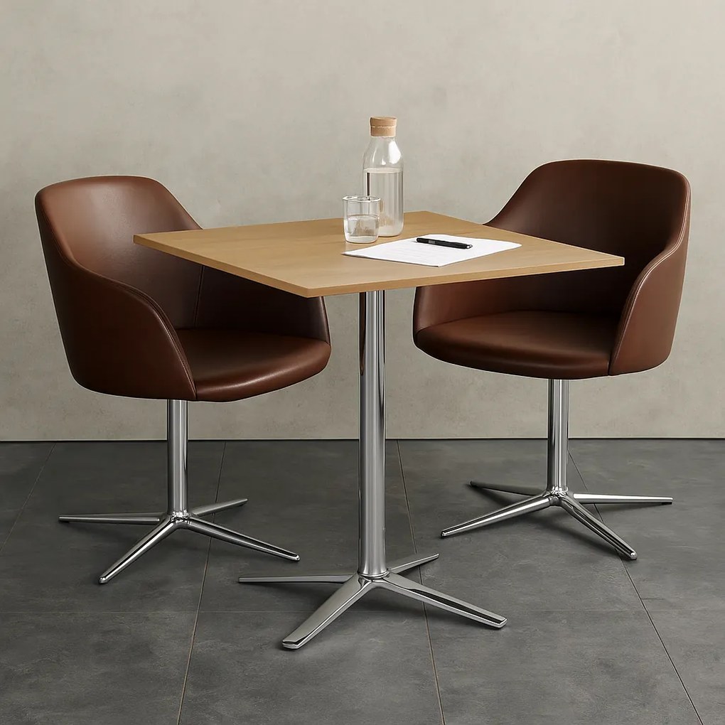 Stolik kawowy AURA, 60x60 cm, chrom podstawa, szary