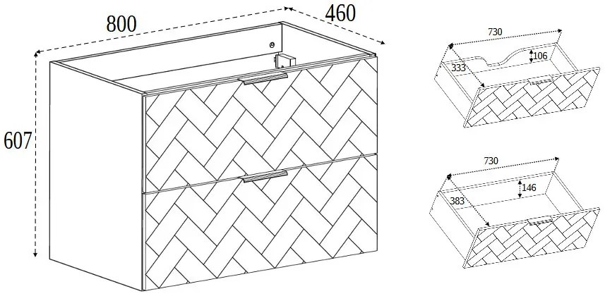 Czarna wisząca szafka umywalkowa z 2 szufladami 80 cm B0-R18
