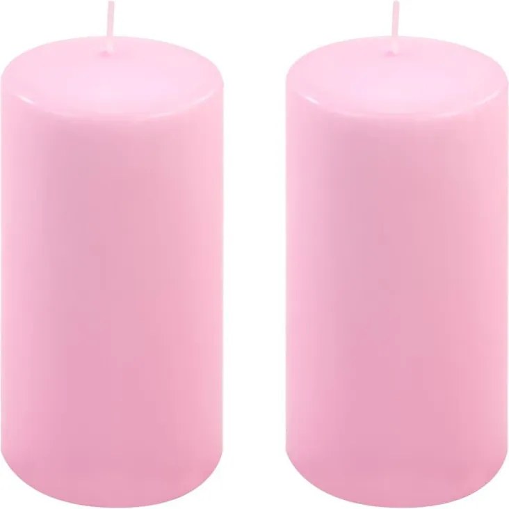 Zestaw świec słupkowych, 15 cm, Ø 7,5 cm, różowy, 2 sztuki.
