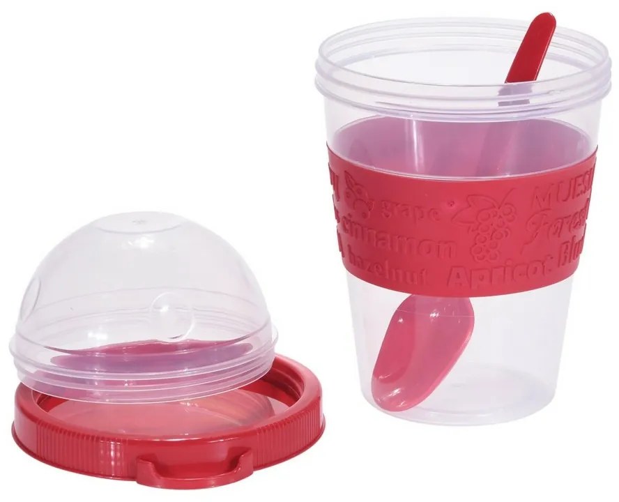 EH Kubek do jogurtu z łyżeczką, 600 ml,plastikowy, mix kolorów