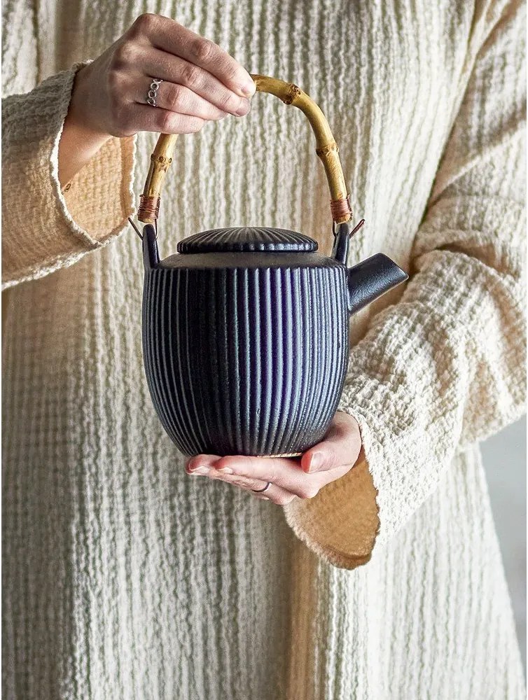 Czarny kamionkowy dzbanek do herbaty 850 ml Neri – Bloomingville