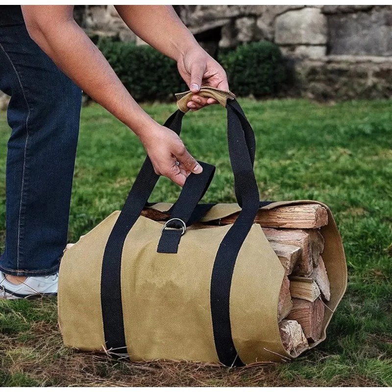 Torba na drewno opałowe WOODGRIP, beżowa