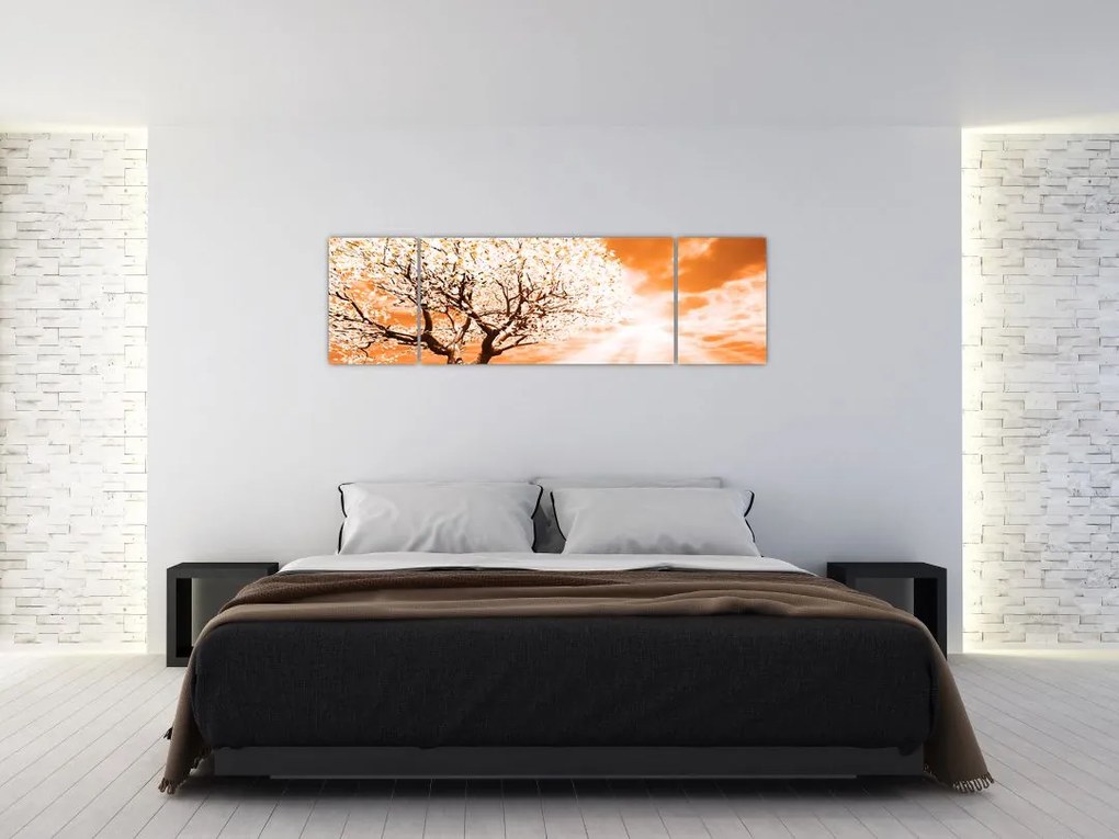Pomarańczowy obraz drzewa (170x50 cm)