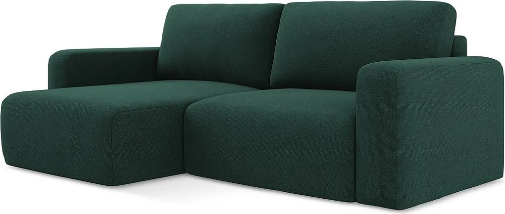 Narożnik lewostronny z funkcją spania - z tkaniny strukturalnej - butelkowa zieleń - KONA