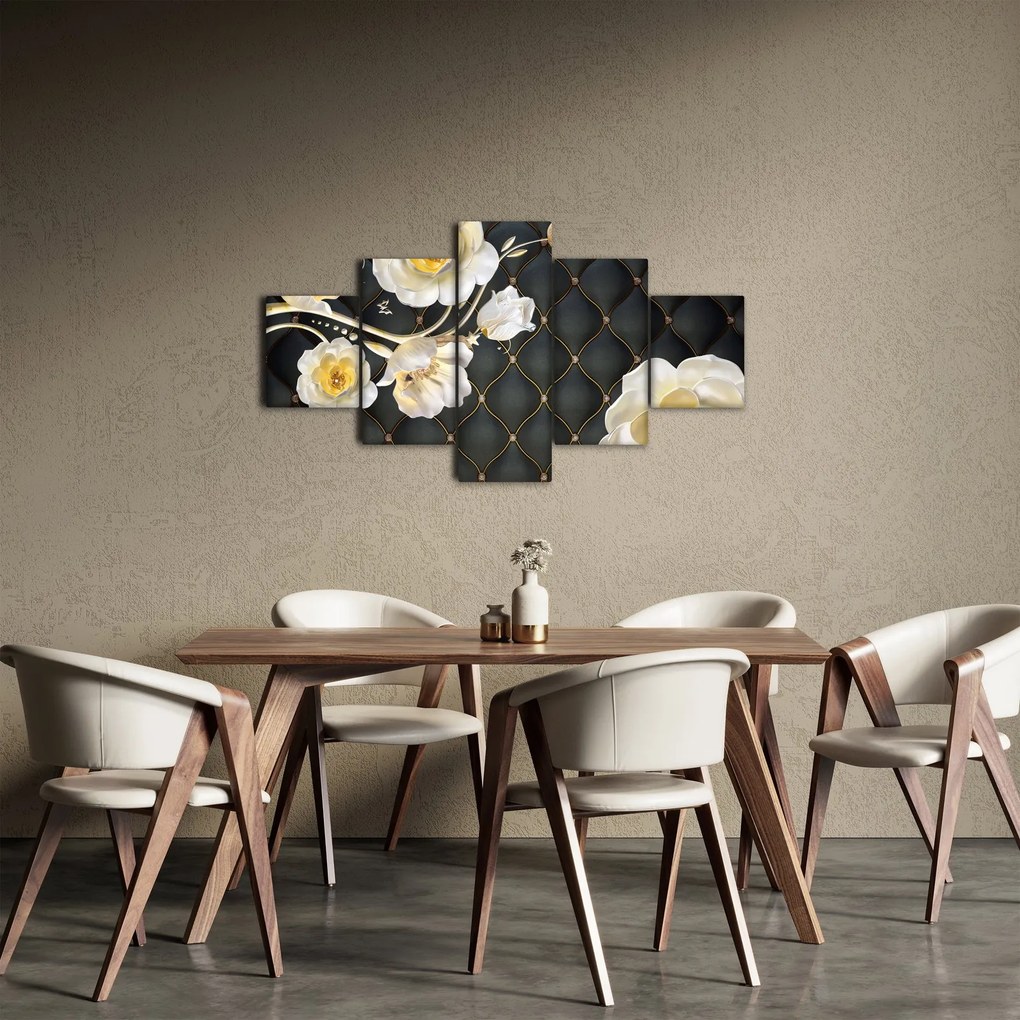Obraz białych kwiatów róży (125x70 cm)