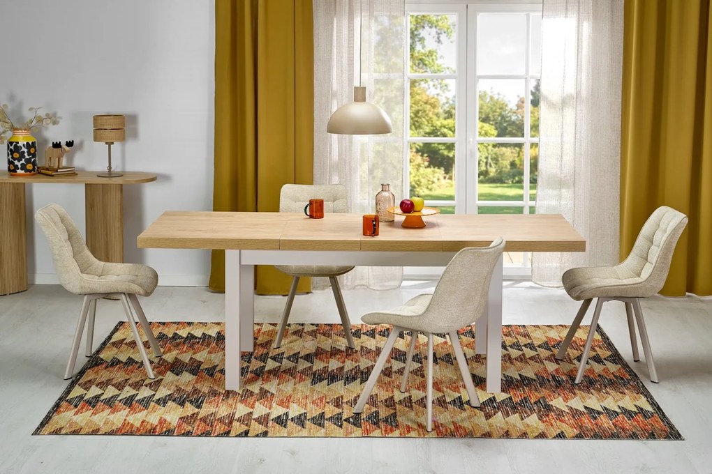 Rozkładany stół do jadalni Tiago Halmar, dąb hikora / kaszmir