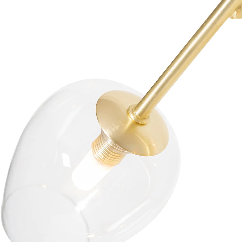Klasyczna lampa podłogowa złota ze szkłem 5-świateł - Elien klasyczny/Antyczny Oswietlenie wewnetrzne