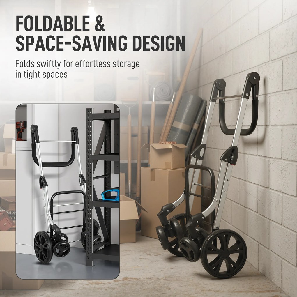 HOMCOM Wózek na zakupy, torba 46L, składany wózek z torbą chłodzącą, regulowany uchwyt, rama aluminiowa, Szary