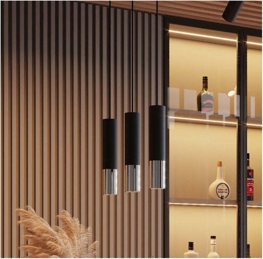 Metalowa lampa sufitowa w czarno-srebrnym kolorze ø 6 cm Longbot – Sollux