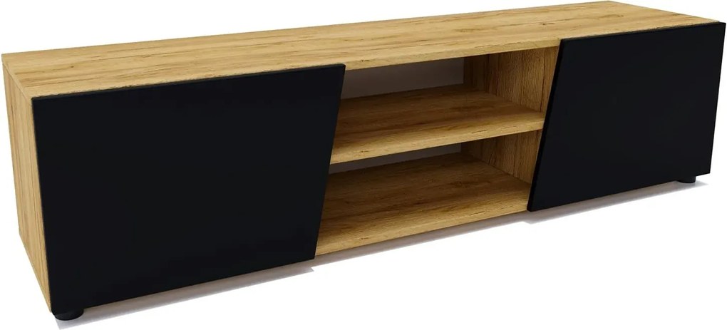 Nowoczesna szafka pod telewizor dąb craft + czarny G7-C56