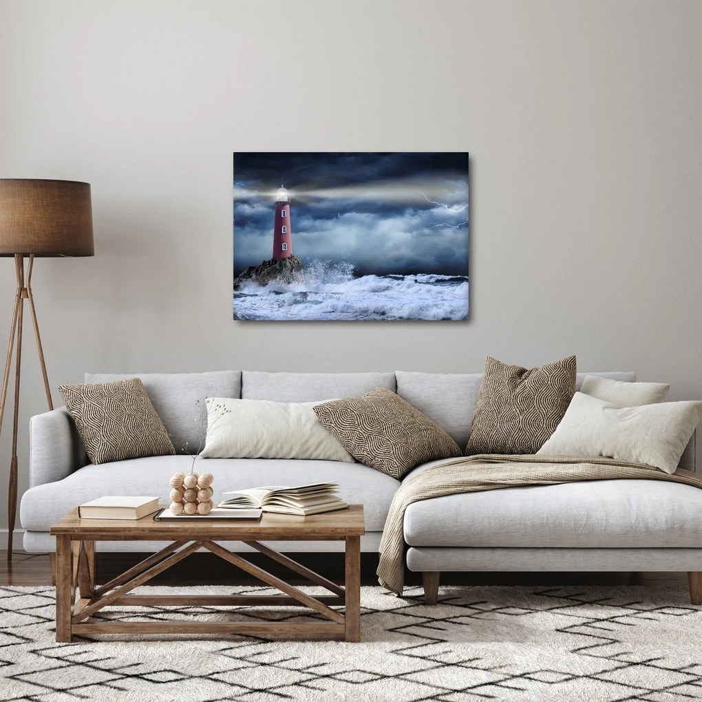 Obraz - Latarnia morska na klifie (70x50 cm)