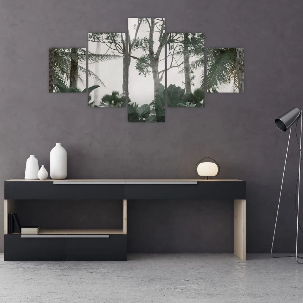 Obraz - dżungla w porannej mgle (125x70 cm)