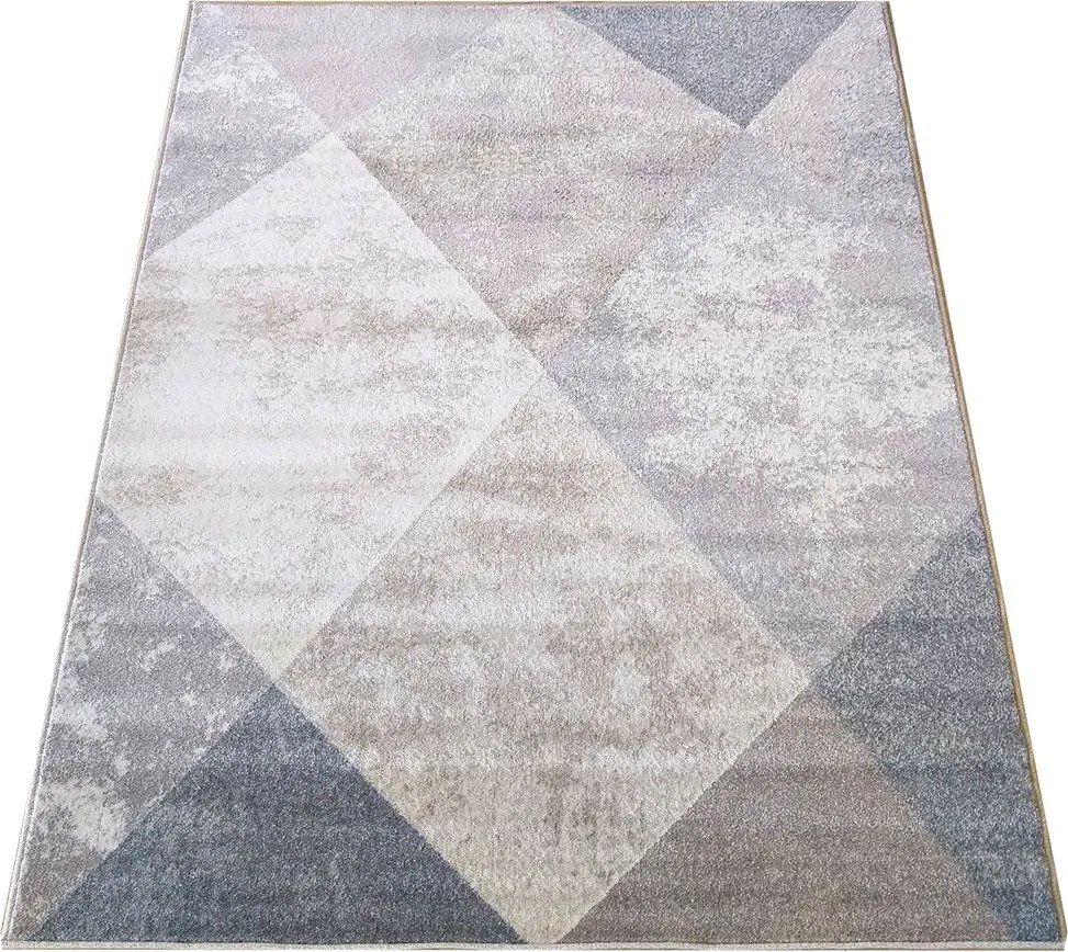 Nowoczesny beżowy dywan w geometryczne wzory F8-L33