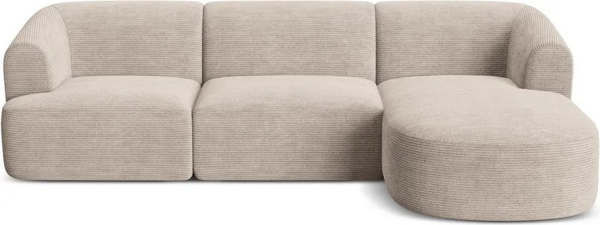 Jasnobrązowy sztruksowy narożnik (prawostronny/z szezlongiem) Campi – Cosmopolitan Design