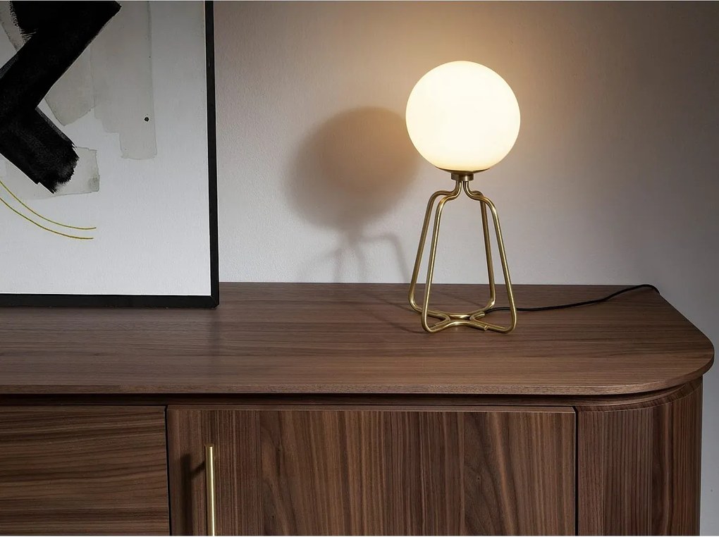 Lampa stołowa ze złotej stali i białego szkła 8049 ANGEL CERDA