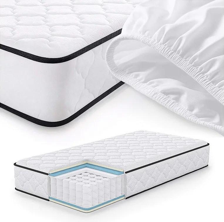 Materac sprężynowy z ochraniaczem AKORD 7-strefowy H3 100x200 cm