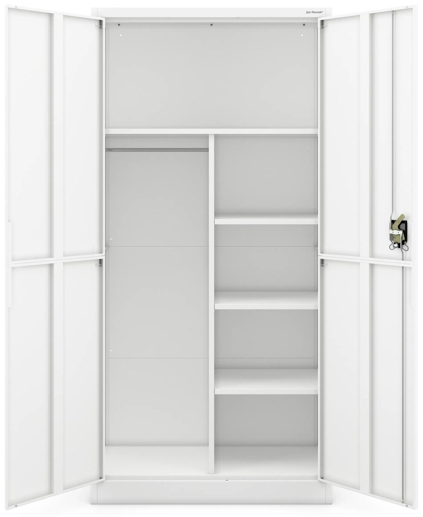 Szafa gospodarcza metalowa DAWID, 900 x 1850 x 400 mm, Smart: biała