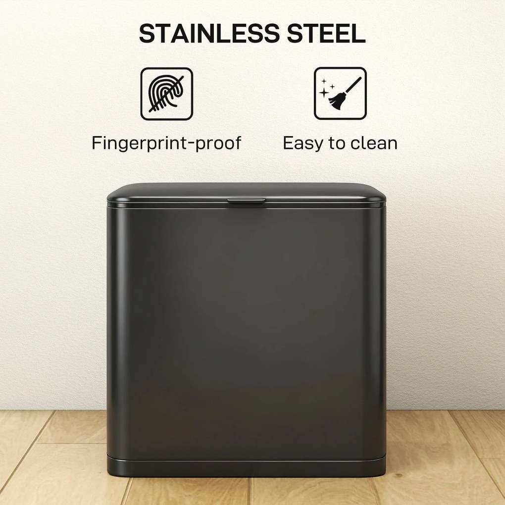 HOMCOM 8 L kosz na śmieci, ustawiany wolnostojąco lub wiszący, stal nierdzewna, czarny