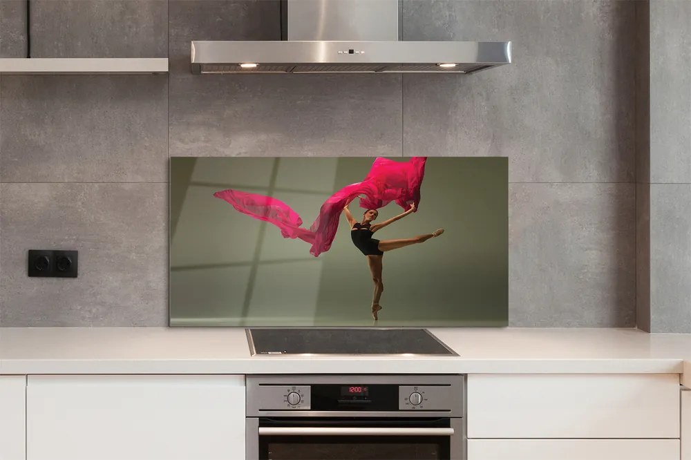 Panel szklany do Kuchni Baletnica i Różowy Materiał