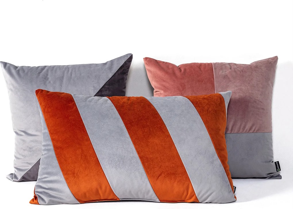 Poduszka Patchwork prostokątna grey copper