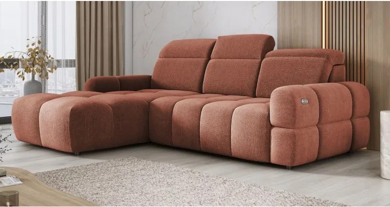 Narożnik MATEO S Wolnostojący Lewostronny Tkanina Memphis 09 kolor Miedziany WERSAL