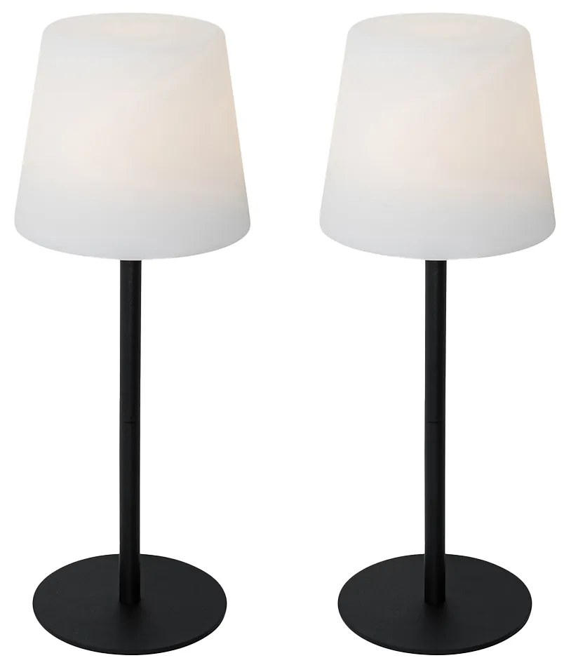 Zewnetrzna Zestaw 2 czarnych lamp stołowych akumulatorowych 40 cm IP54 - Jude Nowoczesny Oswietlenie zewnetrzne