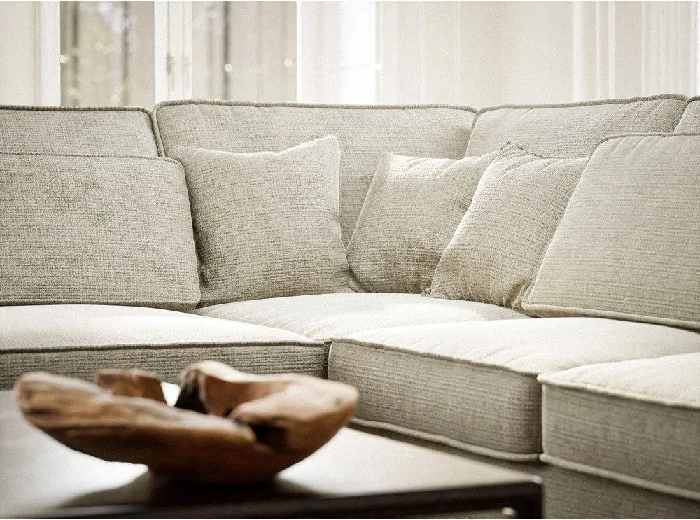 Szarobeżowy narożnik z tkaniny szenilowej (lewostronny/w kształcie litery L) Kirou – Maison de Rêve