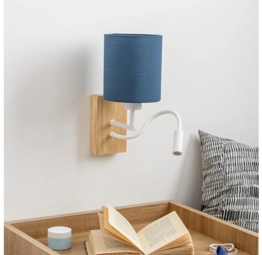 Brilagi - LED Kinkiet NUBILA WOOD 1xE27/25W/230V+ LED/3W dąb/ciemnoniebieski