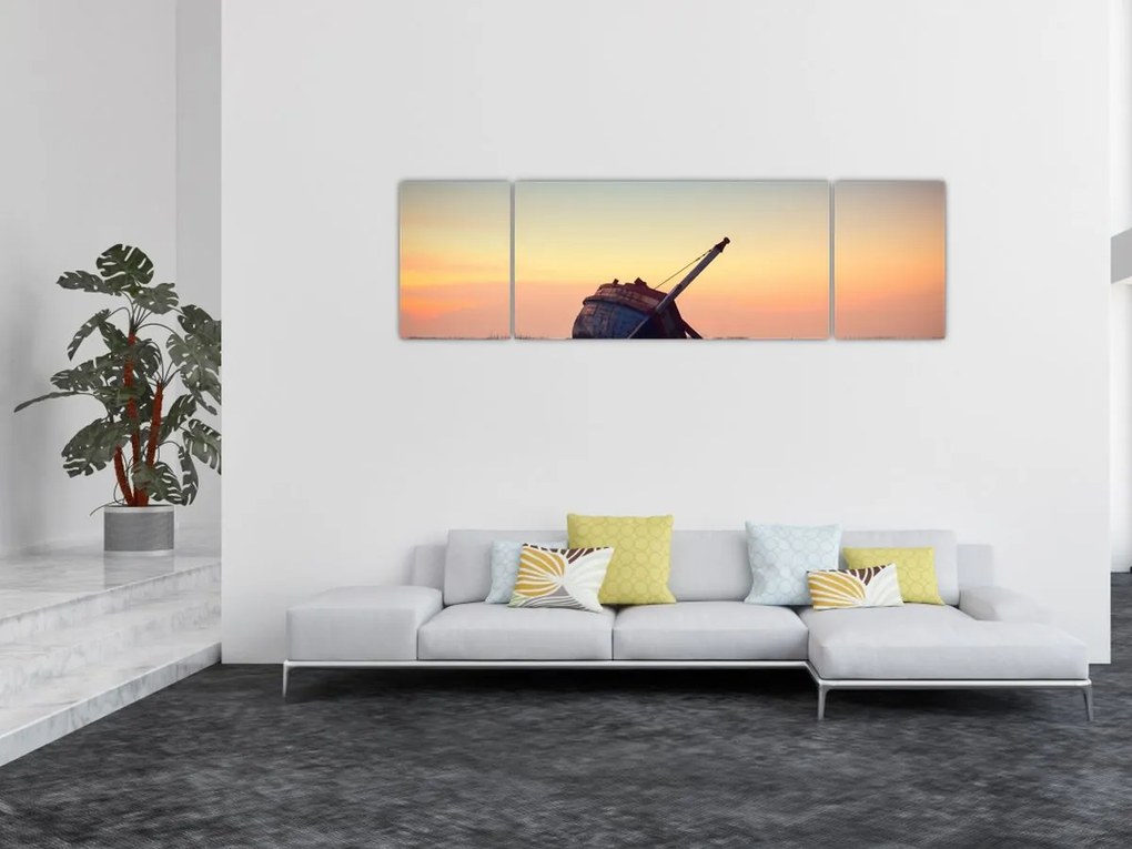 Obraz - Rozbity statek (170x50 cm)