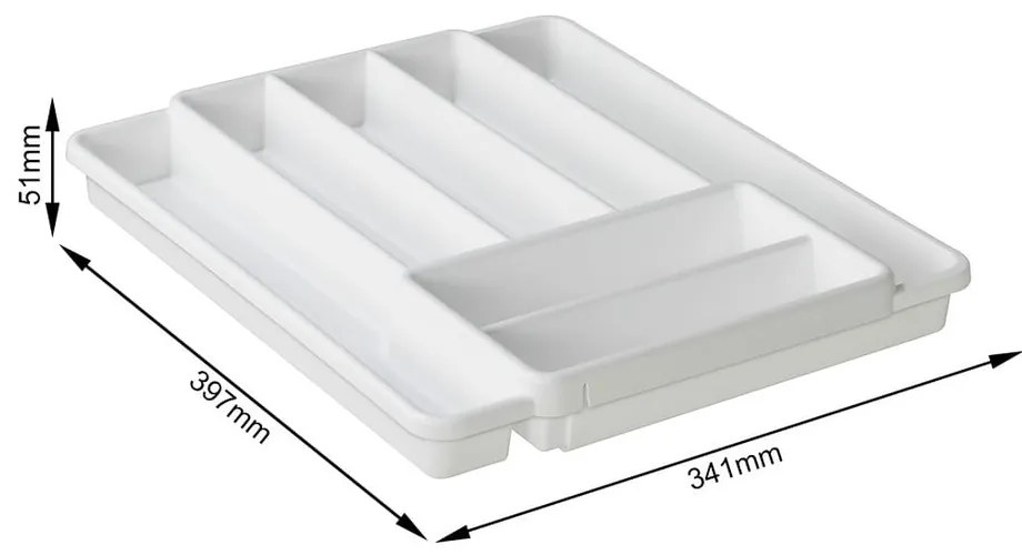 Biały plastikowy organizer na sztućce do szuflady 39,7 x 34 cm Domino – Rotho