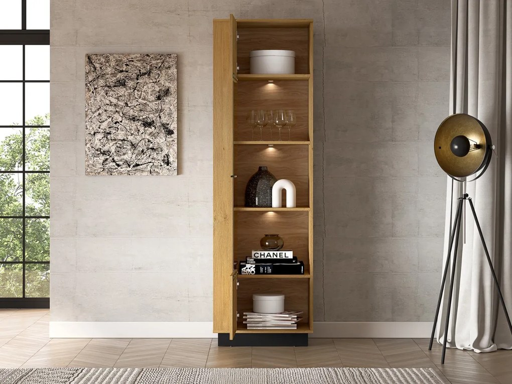 Witryna BRONX 1D 60cm dąb/czarna ML MEBLE