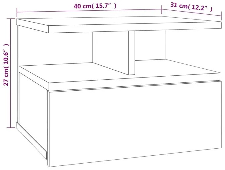 Szafka nocna ścienna w kolorze szary beton - Milleniar
