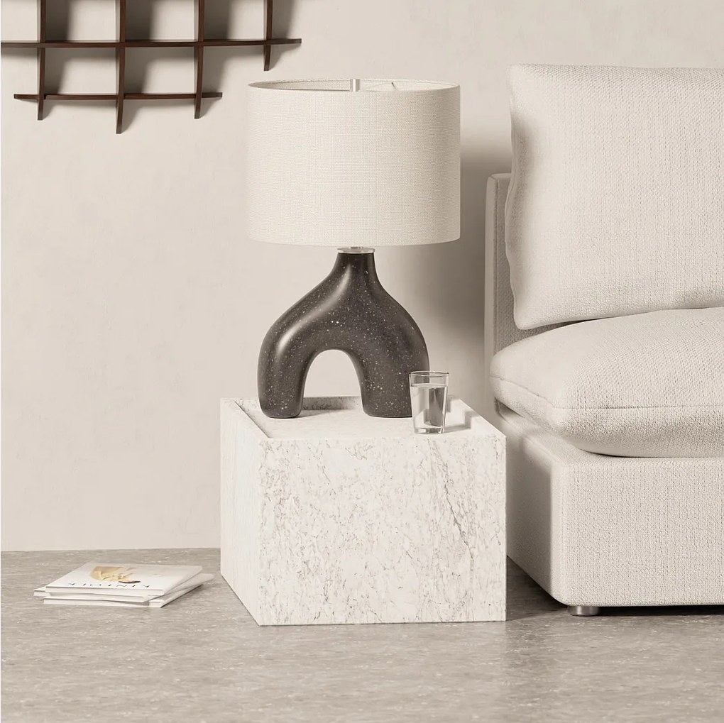 Stolik pomocniczy z marmuru – biały – Crow Wide