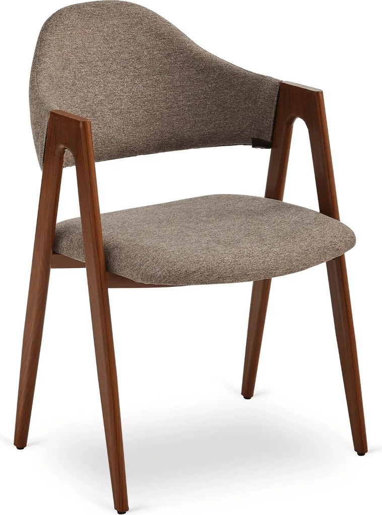 Krzesło Tapicerowane do Salonu RUIZ Beżowe/Orzech Nowoczesne Loft