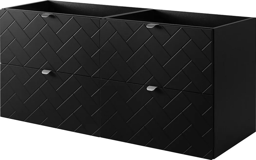 Meble łazienkowe, Czarny Mat, 120 x 57 x 46 cm, uchwyty srebrne