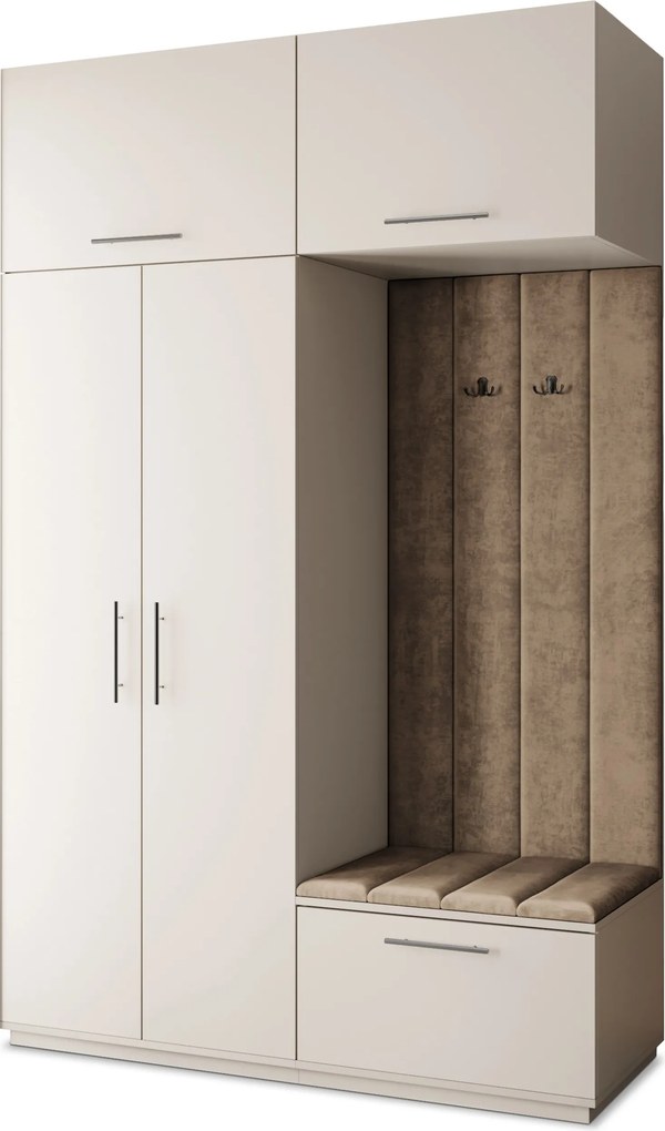Masseno Garderoba REMA 150/240/60 cm Nowoczesna Szafa do Przedpokoju Kaszmir, MONOLITH 09 (Beżowy)