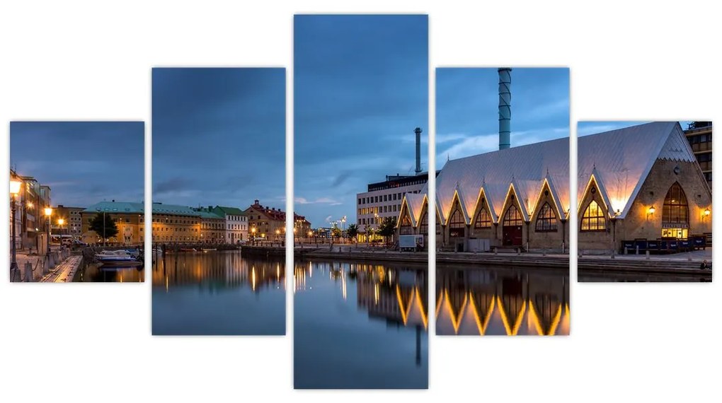Obraz kanału wodnego - Göteborg (125x70 cm)