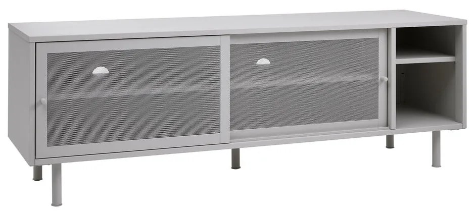 Szara metalowa szafka pod TV 160x55x45 cm Veep – Unique Furniture