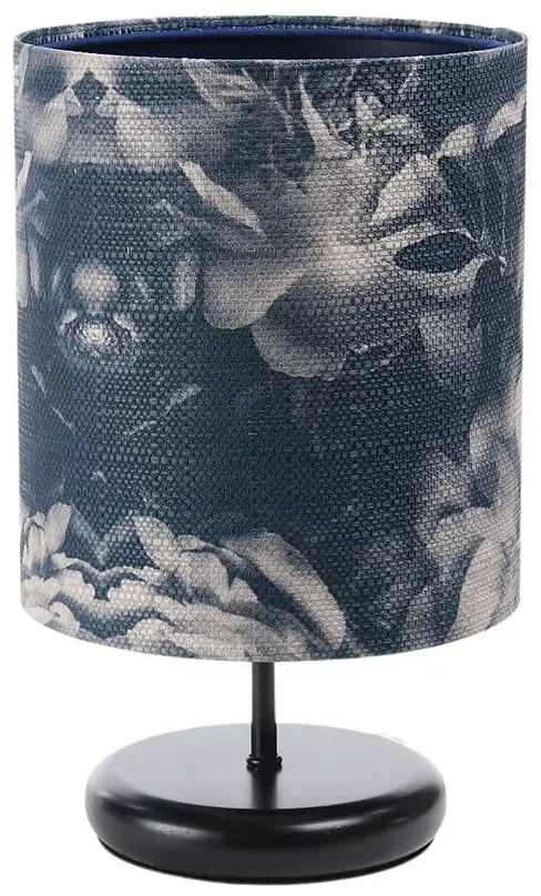 Czarno-granatowa lampka nocna w kwiaty - S395-Damis