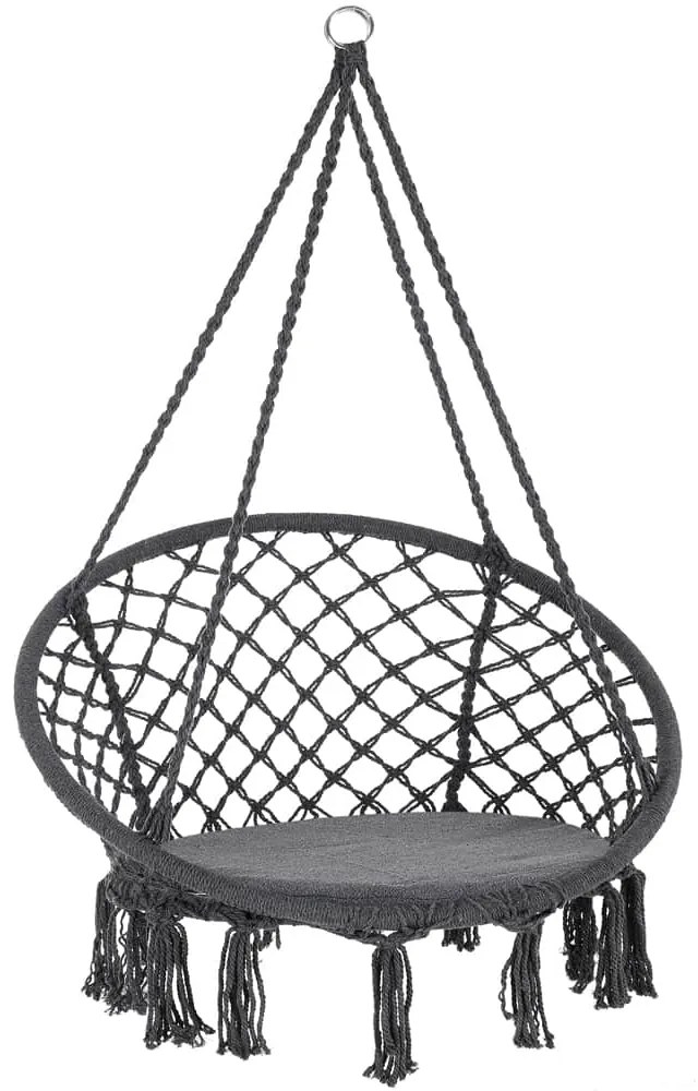 Wiszące krzesło BOHO z poduszkami, Ø61cm, antracytowa Jurhan